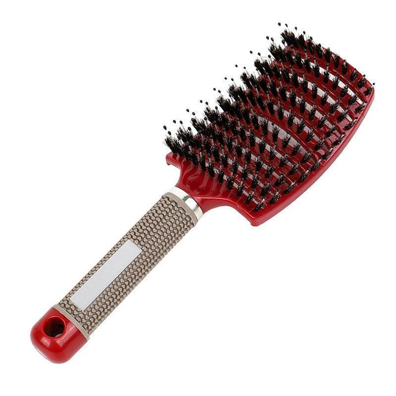 Detangle Nylon Boar Bristle Brush Hairbrush Smooth Hair Head Scalp Massage Comb - Gold *1 Unit