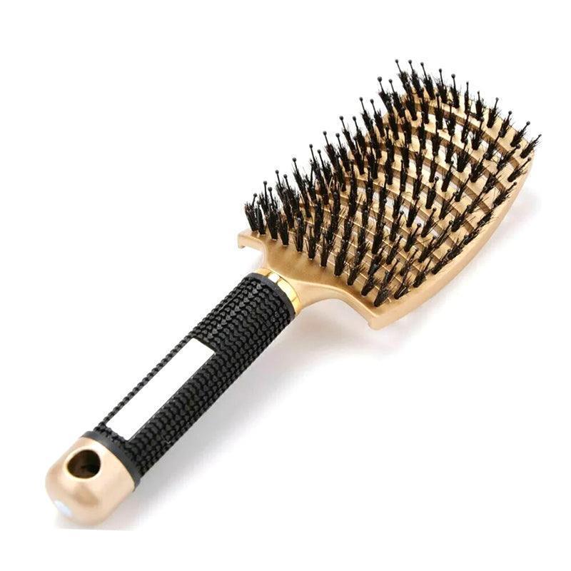 Detangle Nylon Boar Bristle Brush Hairbrush Smooth Hair Head Scalp Massage Comb - Pink *1 Unit