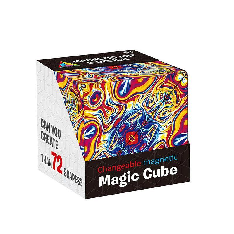 Variety Changeable Magnetic Magic Cube 3D Hand Flip Puzzle Anti Stress Toys Gift - Flame Pattern