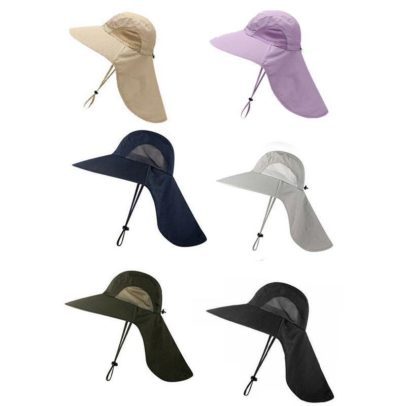 1x Neck Flap Cap Unisex Outdoor Sport Fishing Hat Sun Protection Wide Brim Cover - Navy