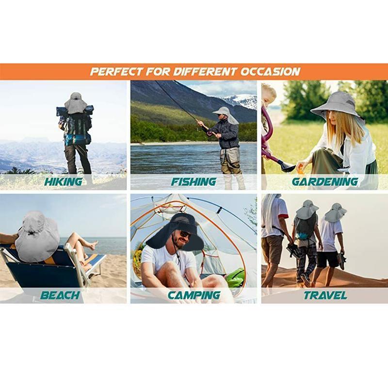 1x Neck Flap Cap Unisex Outdoor Sport Fishing Hat Sun Protection Wide Brim Cover - Navy