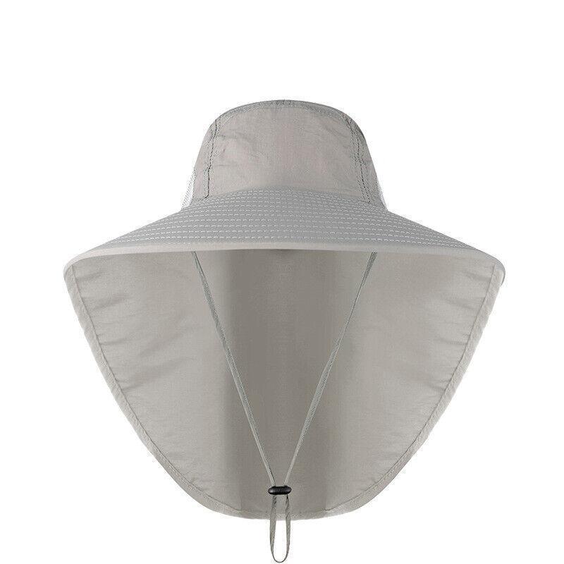 1x Neck Flap Cap Unisex Outdoor Sport Fishing Hat Sun Protection Wide Brim Cover - Navy