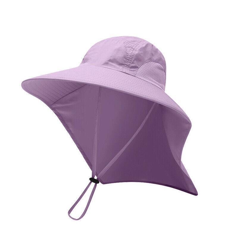 1x Neck Flap Cap Unisex Outdoor Sport Fishing Hat Sun Protection Wide Brim Cover - Navy