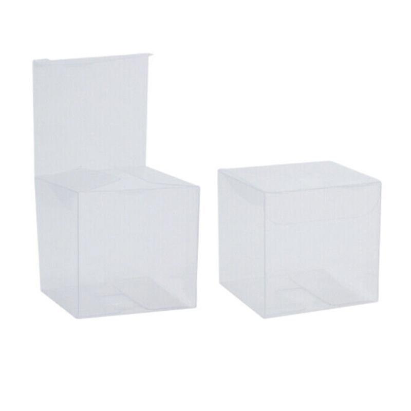 50 PVC Clear Transparent Macaron Square Cube Boxes For Wedding Favour Gift Candy - 60x60x60MM