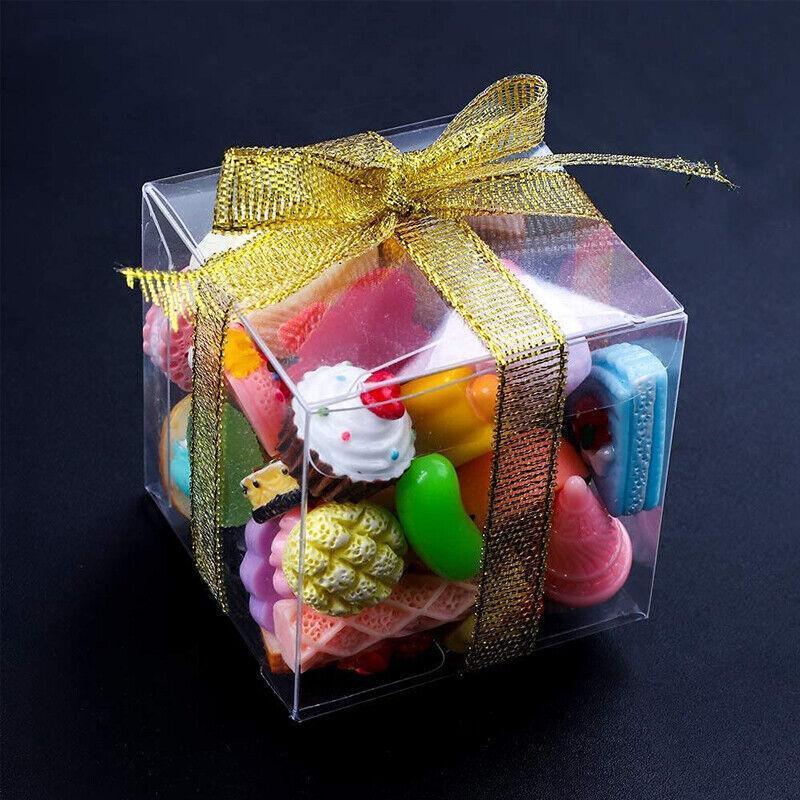 50 PVC Clear Transparent Macaron Square Cube Boxes For Wedding Favour Gift Candy - 60x60x60MM