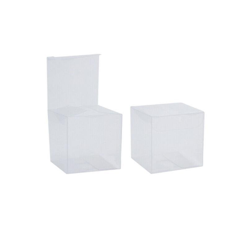 50 PVC Clear Transparent Macaron Square Cube Boxes For Wedding Favour Gift Candy - 60x60x60MM