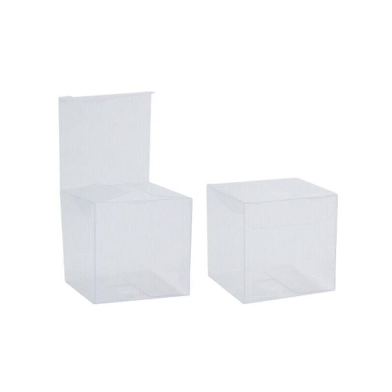 50 PVC Clear Transparent Macaron Square Cube Boxes For Wedding Favour Gift Candy - 70x70x70MM