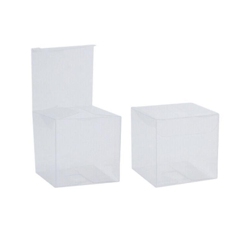 50 PVC Clear Transparent Macaron Square Cube Boxes For Wedding Favour Gift Candy - 70x70x70MM
