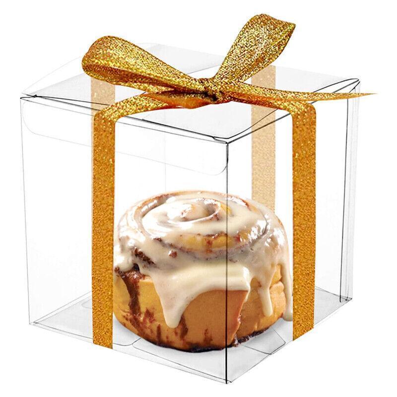 50 PVC Clear Transparent Macaron Square Cube Boxes For Wedding Favour Gift Candy - 90x90x90MM