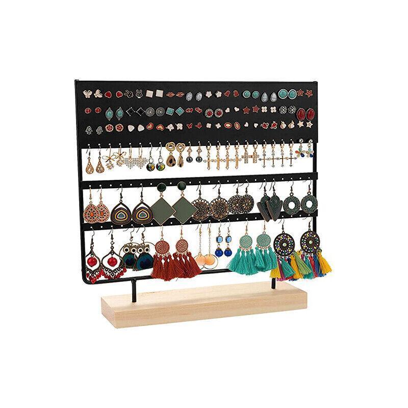 Earring Stand Display Rack 3-Tier Ear Stud Holder Jewelry Organizer 144 Holes - White