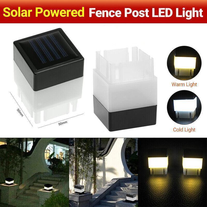 1Pc Waterproof Solar LED Lights Square Fence & Garden Lamp Warm/Cold - Cold Light