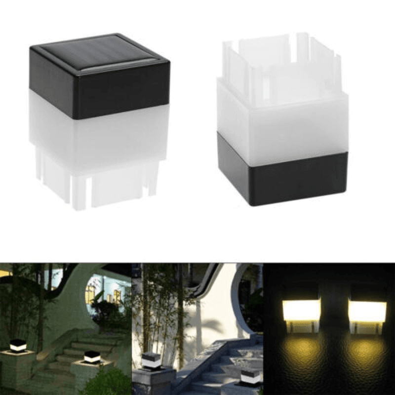 1Pc Waterproof Solar LED Lights Square Fence & Garden Lamp Warm/Cold - Cold Light