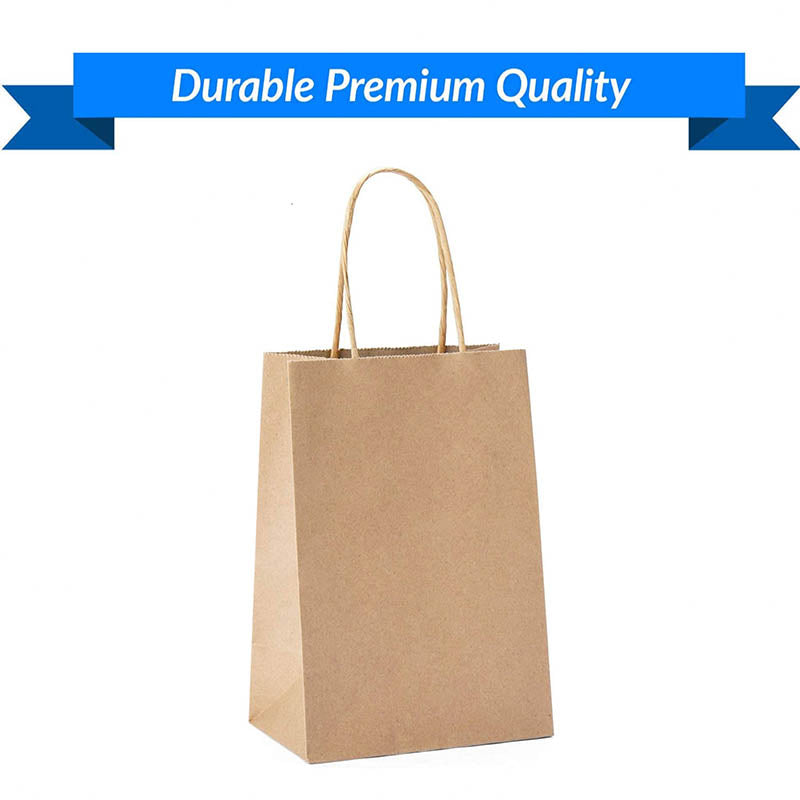 50X Kraft Paper Bags Gift Shopping Carry Craft Brown Bag With Handles - S-15cmx21cmx8cm