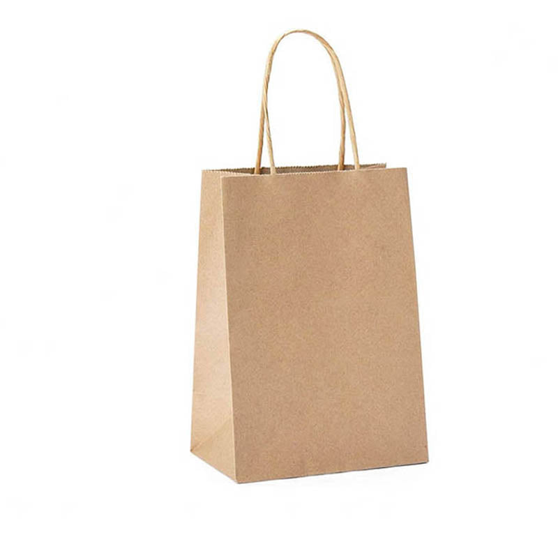 50X Kraft Paper Bags Gift Shopping Carry Craft Brown Bag With Handles - S-15cmx21cmx8cm