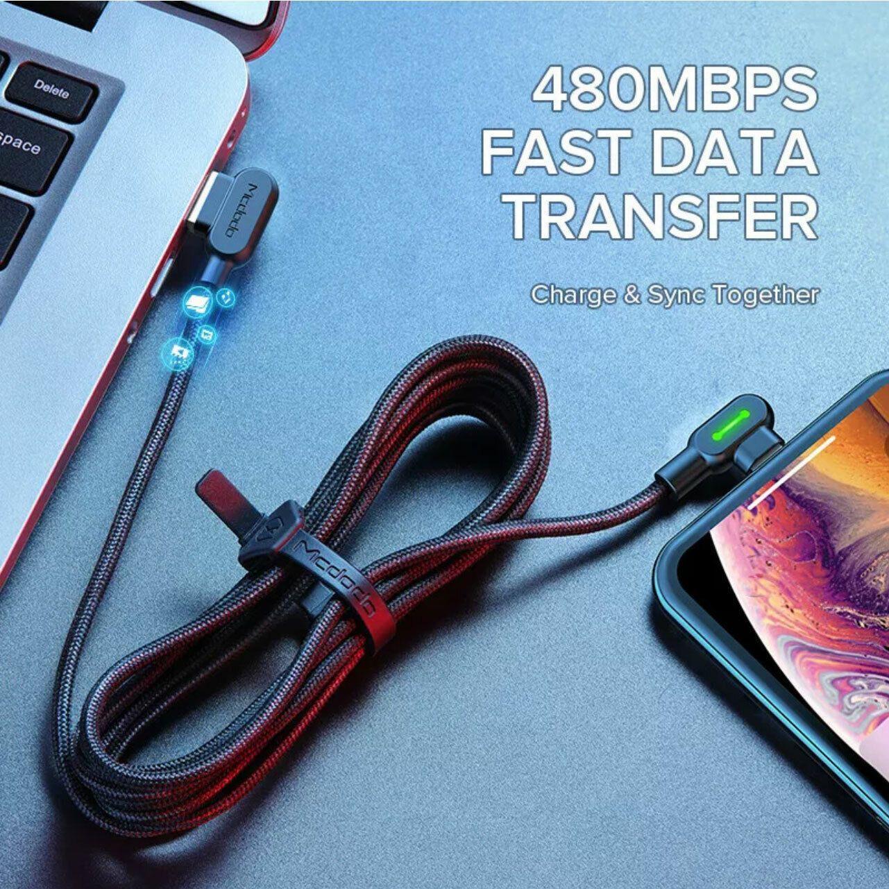 Mcdodo Fast Usb Cable Heavy Duty Charging Syn Charger Iphone 90 Degree Angle - 3m