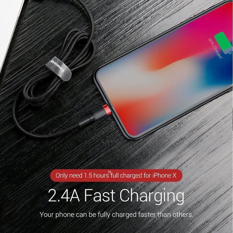 Baseus USB Charging Cable Data Charger Cord For iPhone 13 12 11 XS XR 8 7 iPad 1PC 1M - Red+ Red