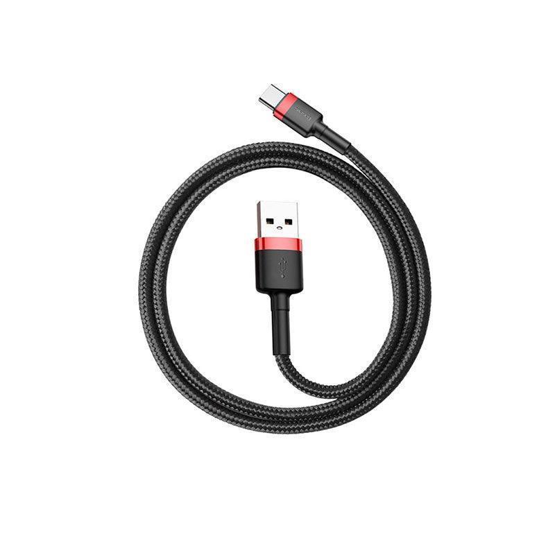 Red+Black Baseus USB to Type C Charger Cable 3A Fast Charging for Huawei - 0.5M 2PCS
