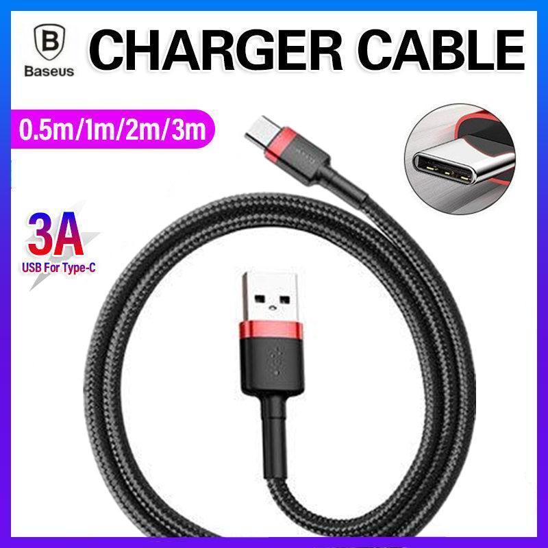 Red+Black Baseus USB to Type C Charger Cable 3A Fast Charging for Huawei - 1M 1PC