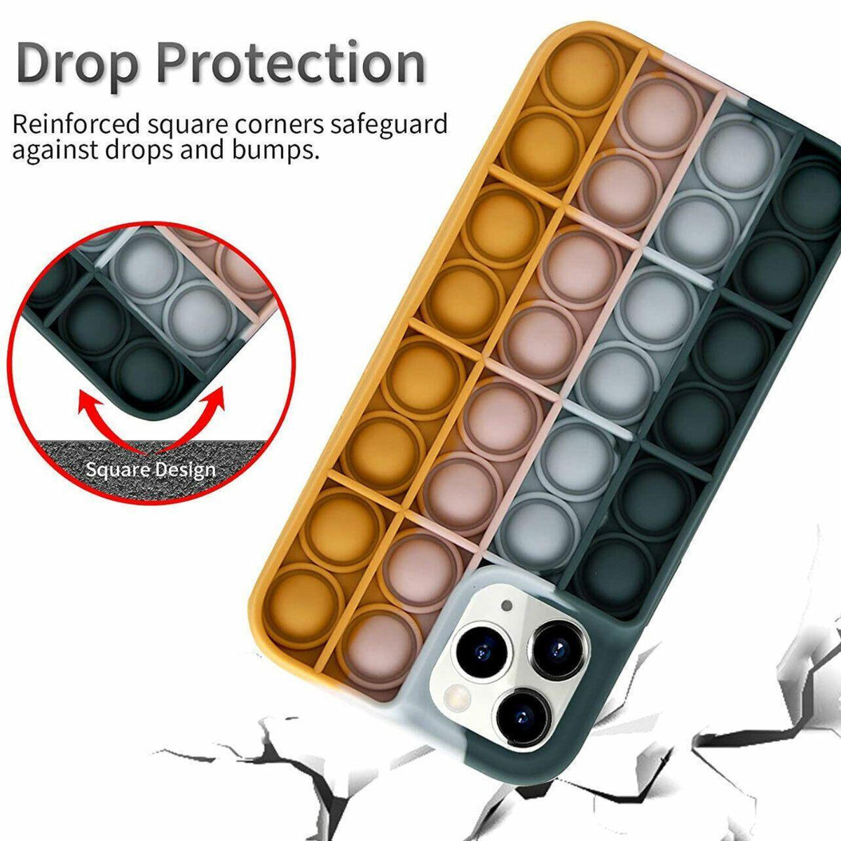 Rainbow Pop Fidget Toys Push It Bubble Phone Case For iPhone 7 8 Plus X XR 11 12 Pro Max - iPhone 11