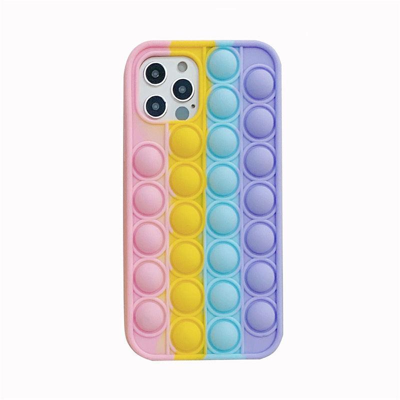 Rainbow Pop Fidget Toys Push It Bubble Phone Case For iPhone 7 8 Plus X XR 11 12 Pro Max - iPhone 12Pro