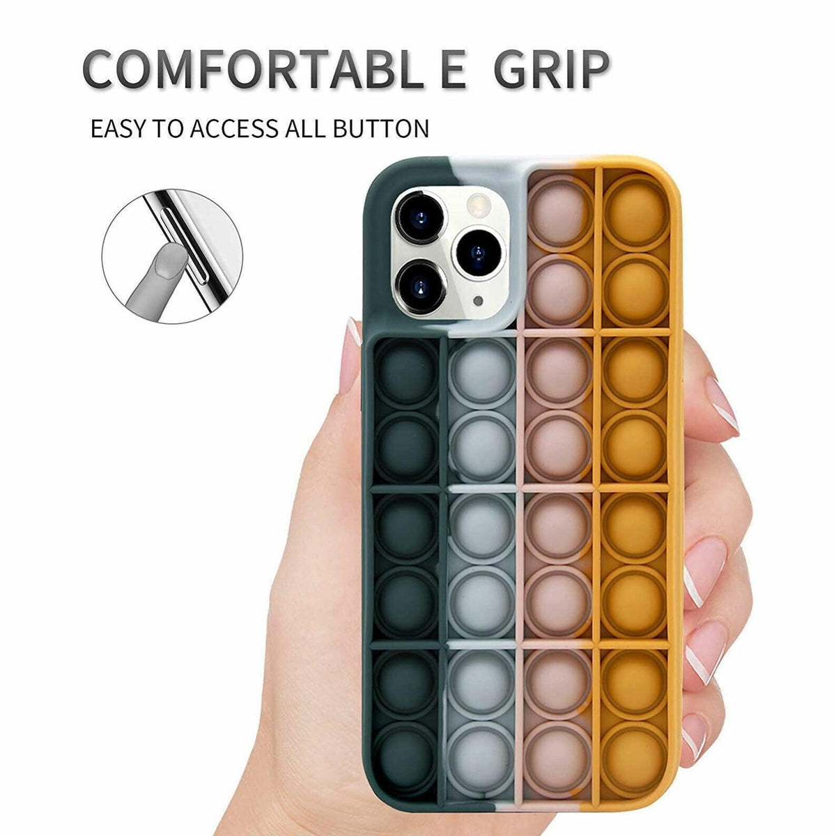 Blue-White Pop Fidget Toys Push It Bubble Phone Case For Iphone - iPhone X/XS