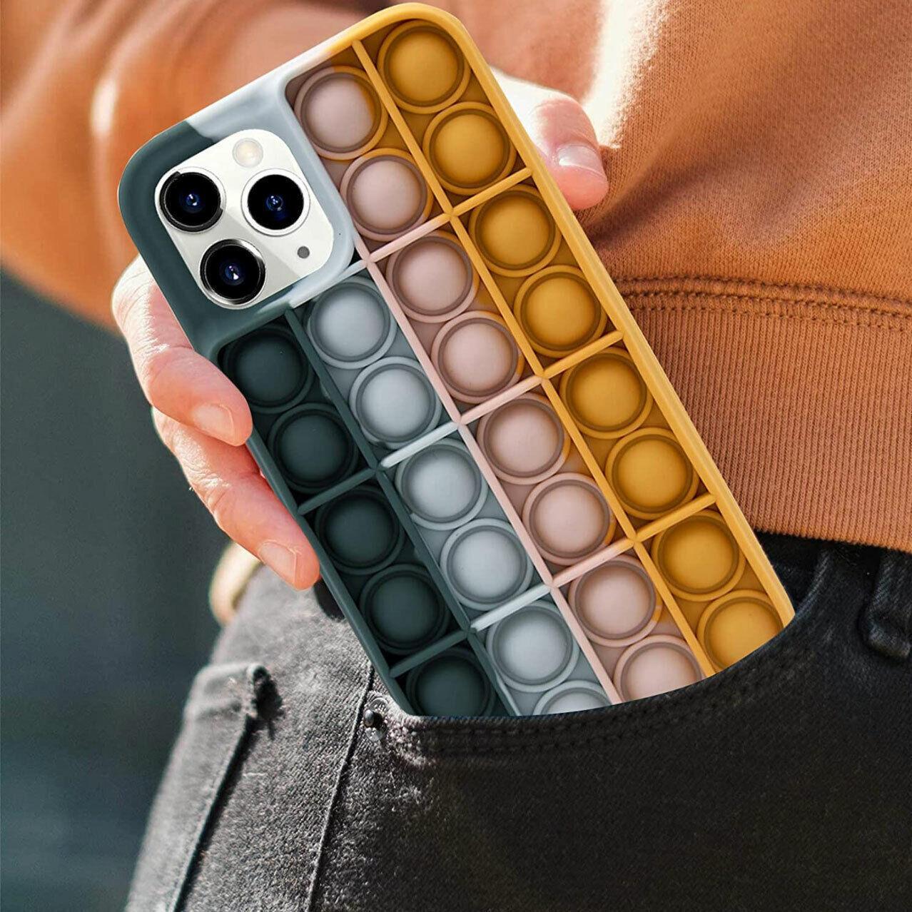 Blue-White Pop Fidget Toys Push It Bubble Phone Case For Iphone - iPhone 11ProMAX