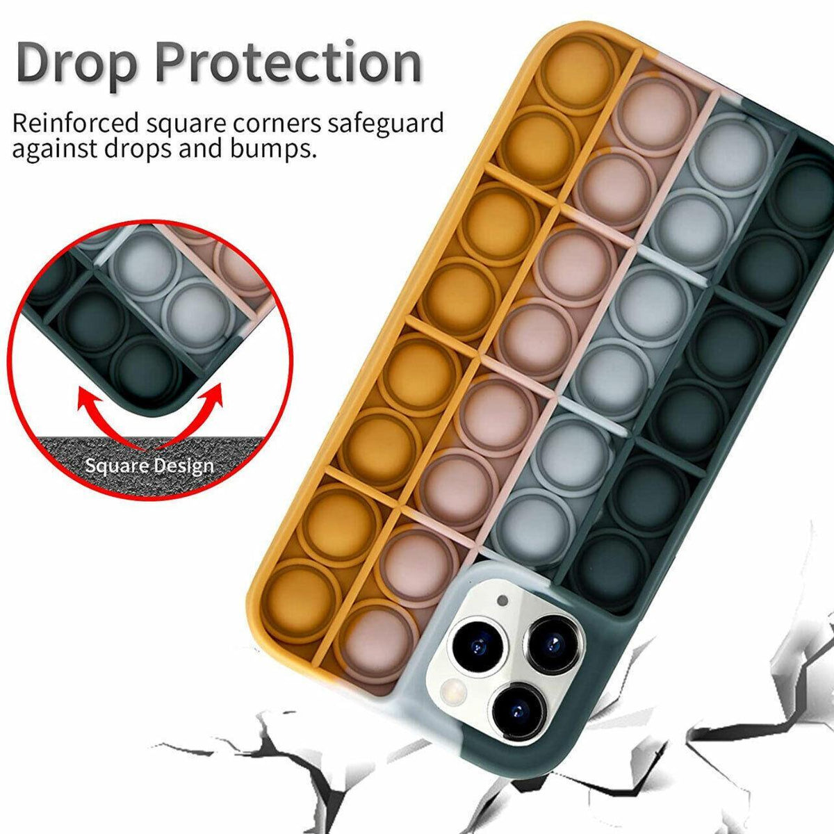Blue-White Pop Fidget Toys Push It Bubble Phone Case For Iphone - iPhone 12