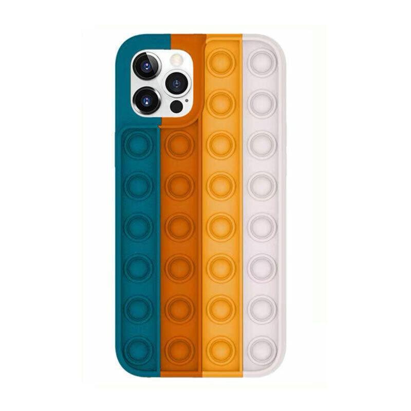 Blue-White Pop Fidget Toys Push It Bubble Phone Case For Iphone - iPhone 12ProMAX