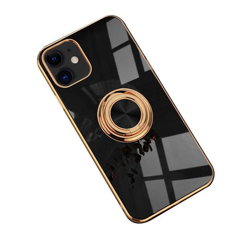 Black Luxury Shockproof Silicone Ring Case Stand Cover for iPhone 14 13 12 Pro Max - iPhone XS Max