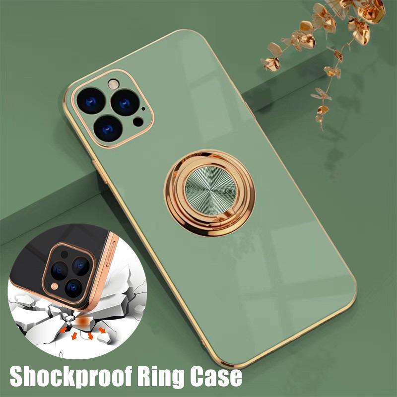 Fruit Green Luxury Shockproof Silicone Ring Case Stand Cover for iPhone 14 13 12 Pro Max - iPhone X/XS