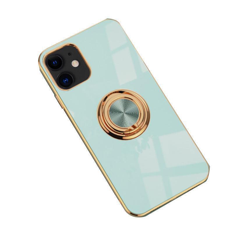 Light Cyan Luxury Shockproof Silicone Ring Case Stand Cover for iPhone 14 13 12 Pro Max - iPhone XR