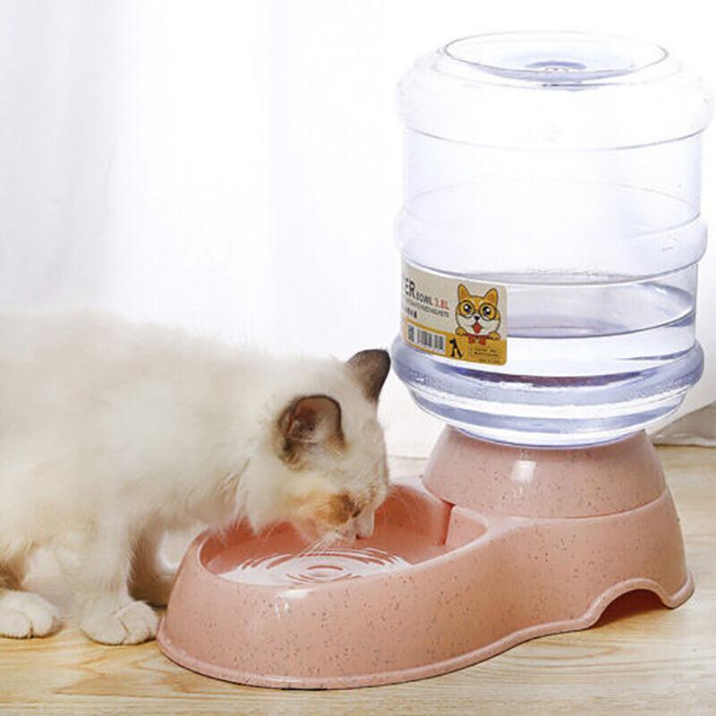 Automatic 3.8L Water Feeder Pet Dog Cat Puppy Dispenser Feeder Bowl Bottle - Pink