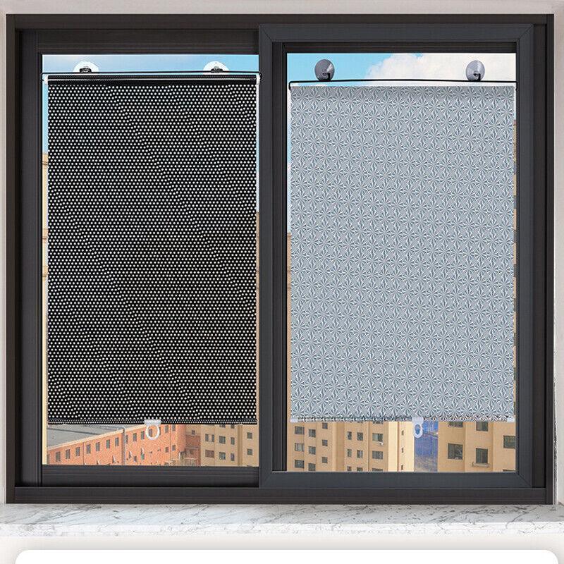 Black Roller Blinds Suction Cup Sunshade Blackout Curtains Car Home Window Curtains - 40 X 60 CM