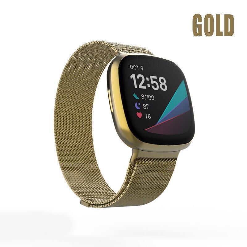 For Fitbit Versa 2 Lite Watch Band Strap Sports Metal Wristband Replacement Large - Gold Versa/Versa 2/Lite
