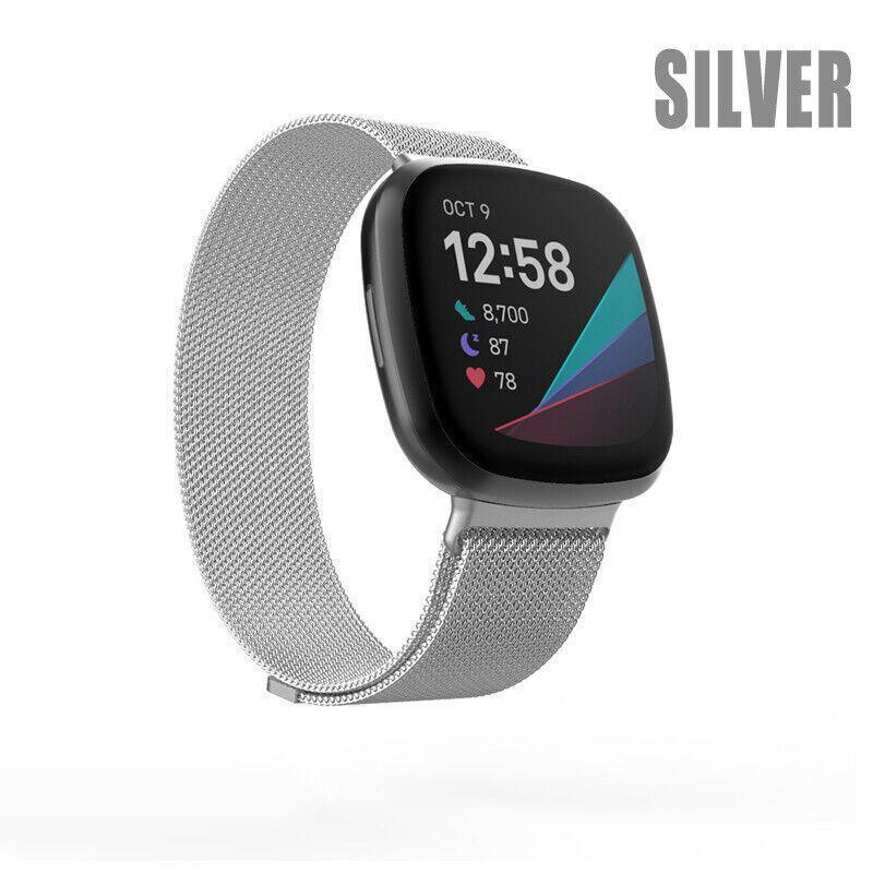 For Fitbit Versa 2 Lite Watch Band Strap Sports Metal Wristband Replacement Large - Silver Versa/Versa 2/Lite