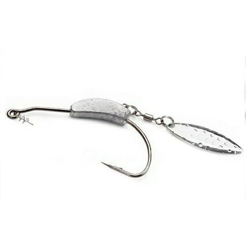 Weedless Jighead Hook Swimbait Worm Fishing Lure Wide Gap Single Barbed Spinner - 1/0#