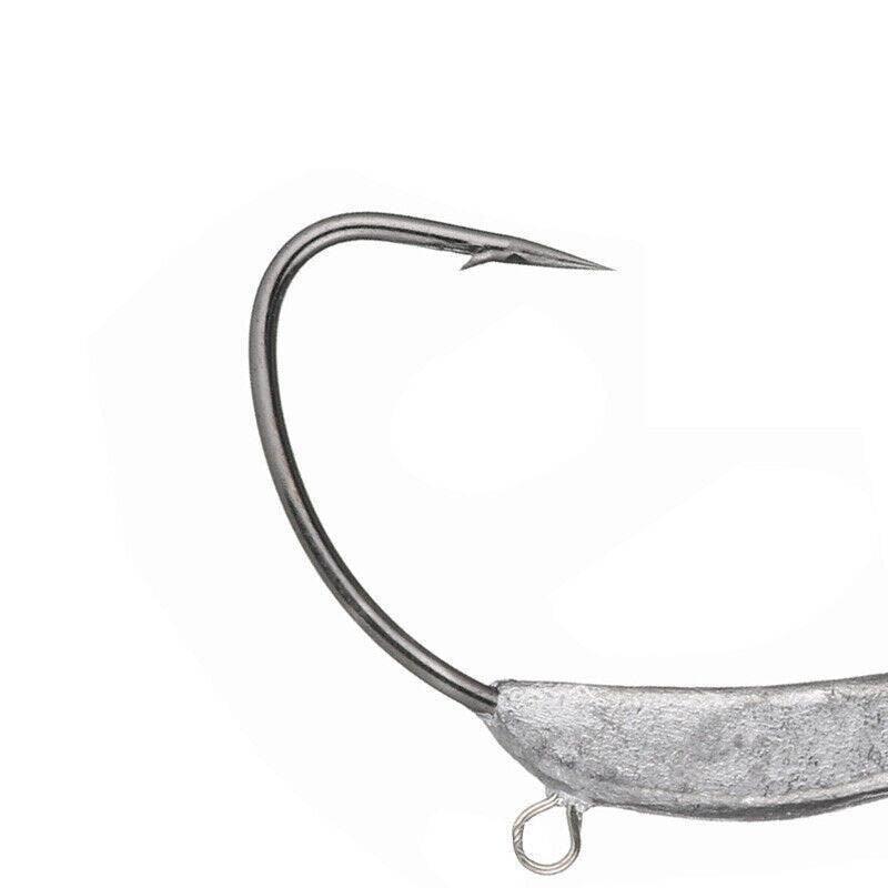Weedless Jighead Hook Swimbait Worm Fishing Lure Wide Gap Single Barbed Spinner - 2/0#