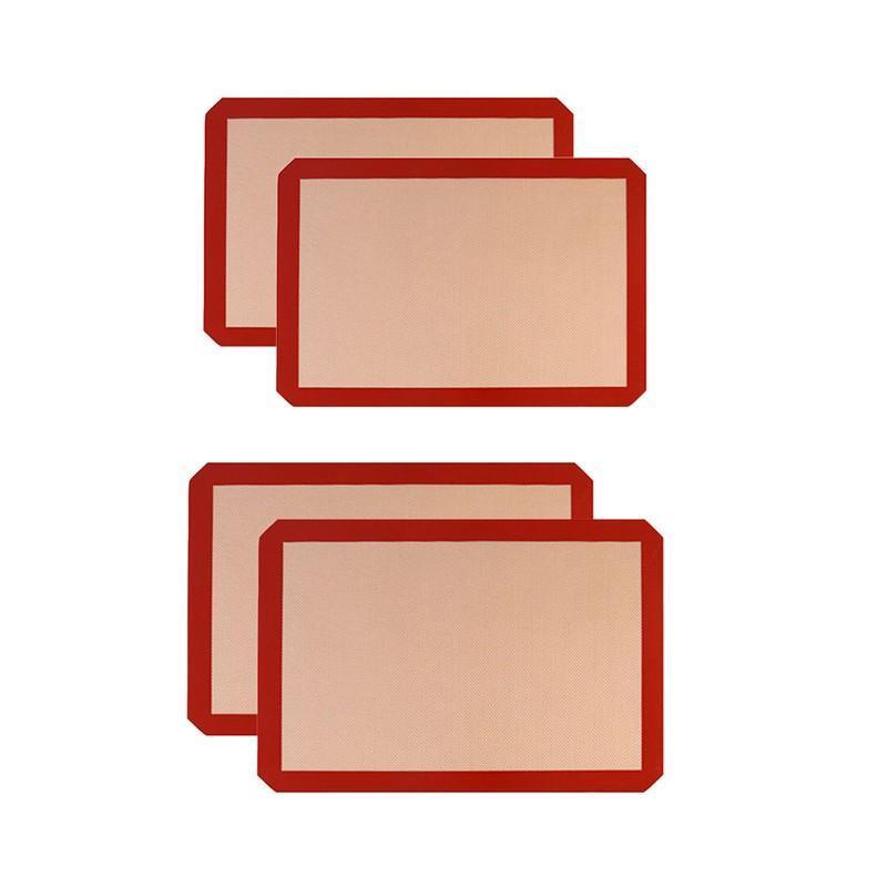 New Non-Stick Silicone Baking Mat Large Scale Cake Emarle Silicon Bakeware Dough - Red 4PCS(2*30X21+2*42X29.5CM)