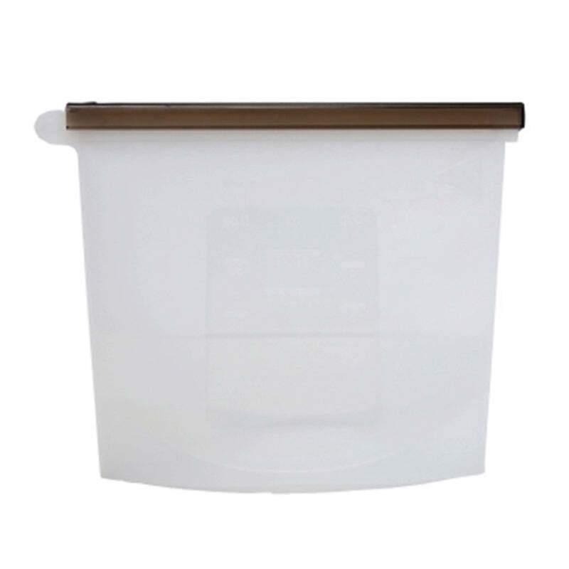 White Reusable Silicone Food Storage Bags Leak proof Microwave Freezer Freshness Safe 1000ml