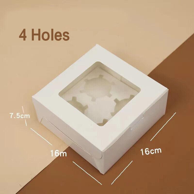 Cupcake Box Cases 1/2/4/8/12 Holes Window Face Cases Party Wedding Muffin Baking - 2 Holes 5PCS
