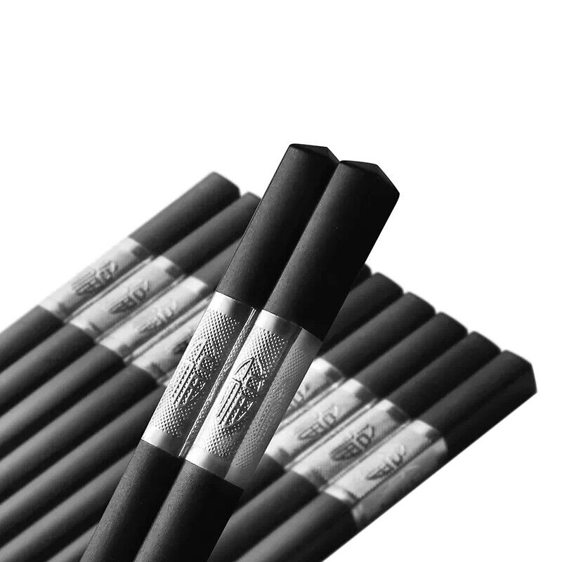 10Pairs Premium Fiberglass Reusable Chopsticks - Dishwasher Safe - Golden-3
