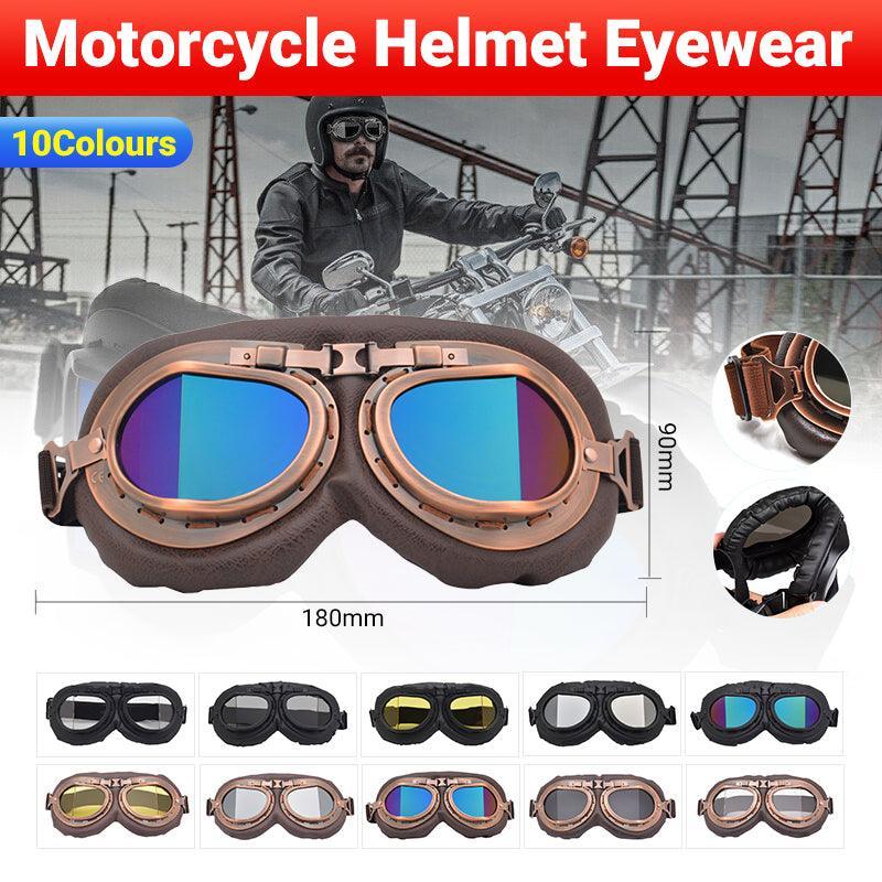 Vintage Pilot Motorcycle Racing Goggles Aviator Retro Atv Utv Dirt Bike Eyewear - Black + Yellow