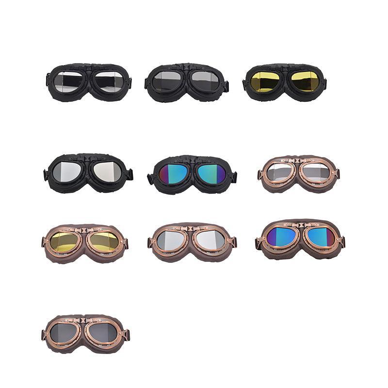 Vintage Pilot Motorcycle Racing Goggles Aviator Retro Atv Utv Dirt Bike Eyewear - Copper + Colourful