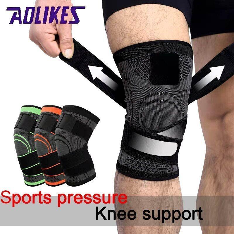 Black AOLIKES 3D Knee Support Brace Compression Sleeve Arthritis Pain Relief Gym - XL