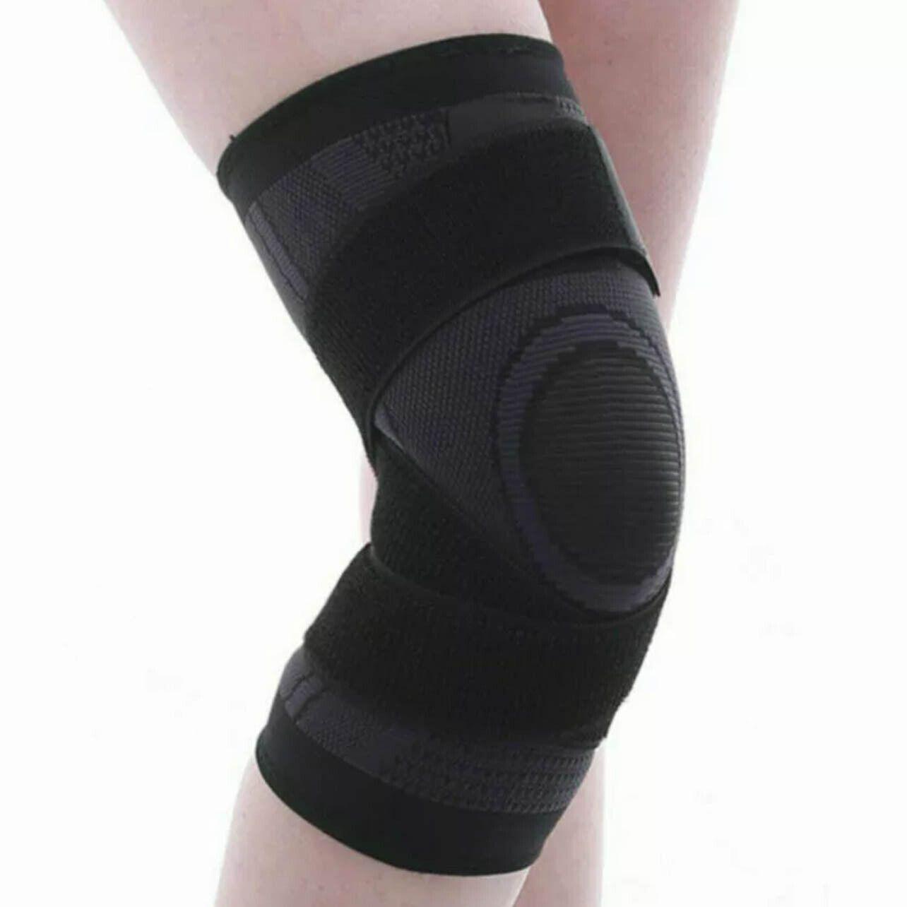 Black AOLIKES 3D Knee Support Brace Compression Sleeve Arthritis Pain Relief Gym - XL