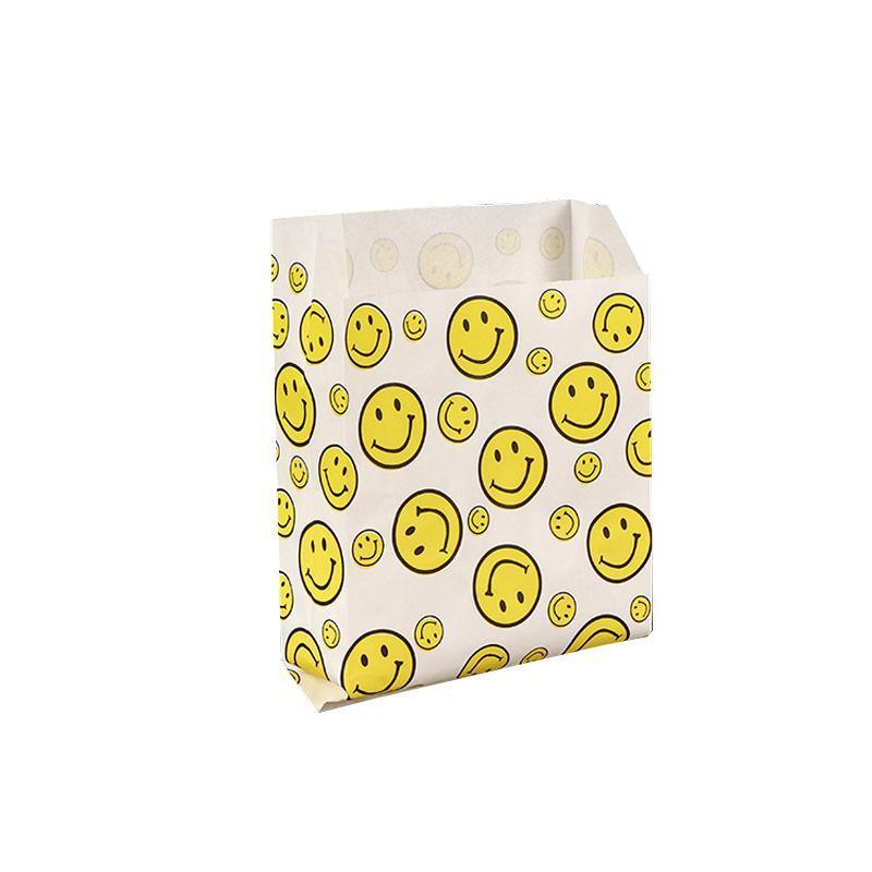 1000PCS Oil-proof Takeaway Paper Bags for Premium Takeout Supply - Smiling faces-23*13*7cm