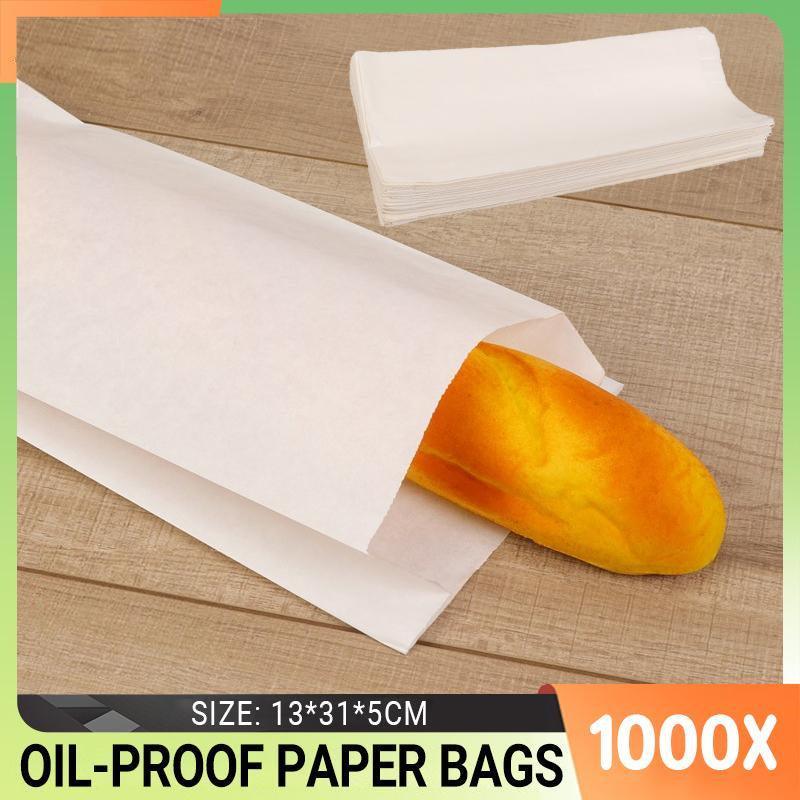 1000PCS Oil-Proof Large Paper Bags (31x13x5CM) for Bakery &amp; Food