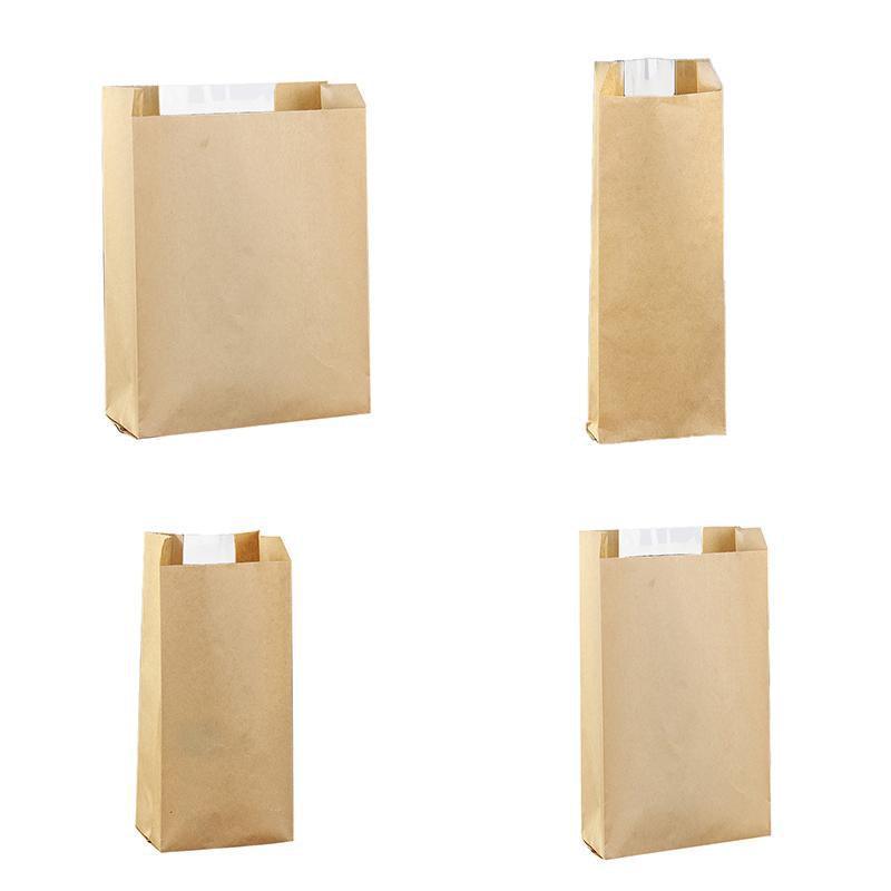 Takeaway Storage Baking Bread Bag Toast Food Packaging Bag Kraft Paper Bag Cowhide - 33X16X11CM