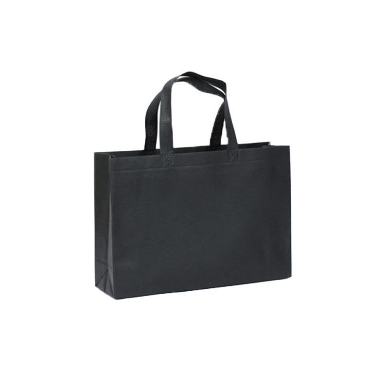 100PCS Reusable Non Woven Shopping Bags Eco Friendly Washable Tote Bags Black - 41X35X12CM
