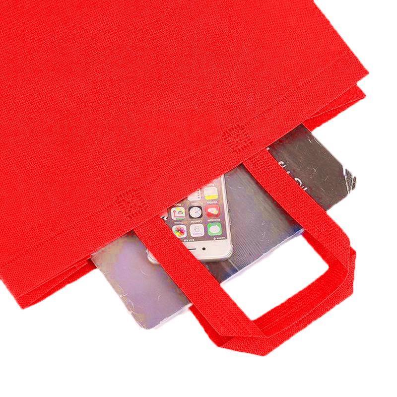 100PCS Reusable Non Woven Shopping Bags Eco Friendly Washable Tote Bags Red - 38X30X10CM